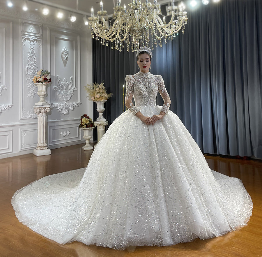 High Quality Lace long sleeves Bridal Wedding Ball Gown Dresses - Image 5