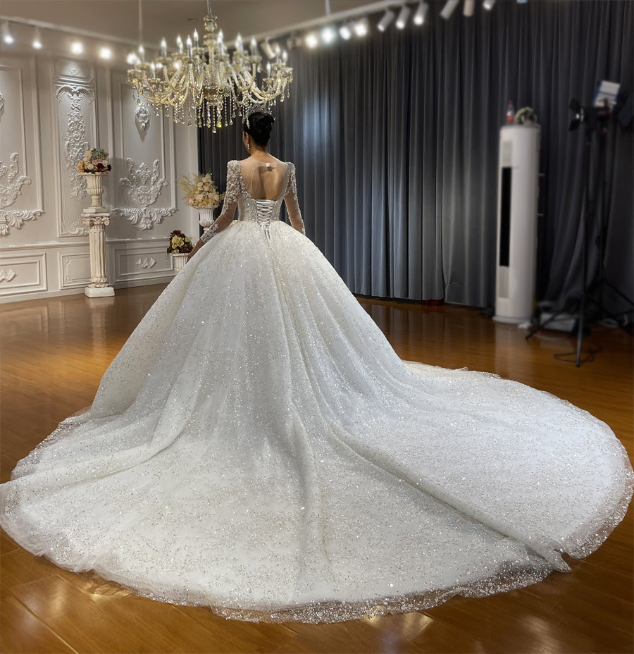High Quality Lace long sleeves Bridal Wedding Ball Gown Dresses - Image 3