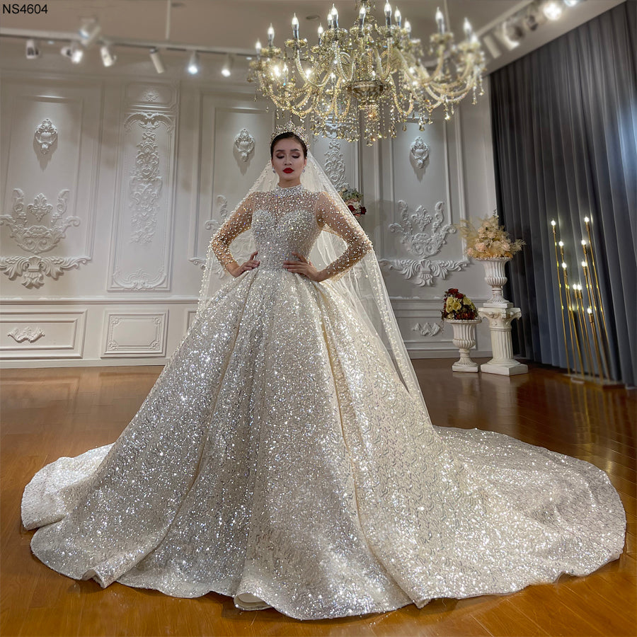 High Quality Lace long sleeves Bridal Wedding Ball Gown Dresses - Image 6