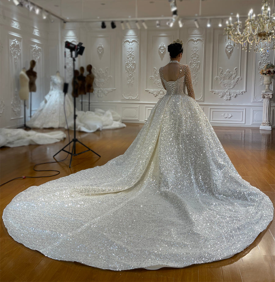 High Quality Lace long sleeves Bridal Wedding Ball Gown Dresses - Image 3
