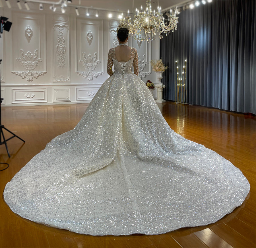 High Quality Lace long sleeves Bridal Wedding Ball Gown Dresses - Image 4