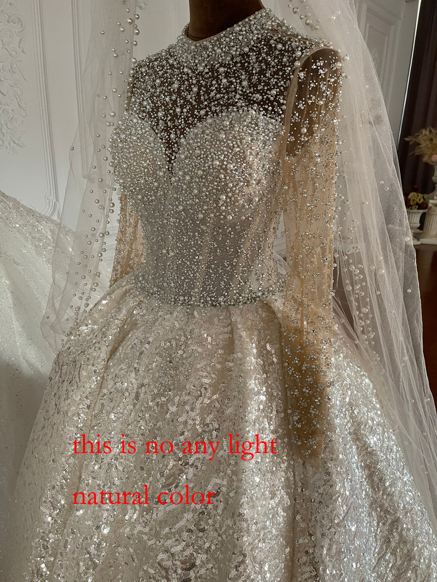 High Quality Lace long sleeves Bridal Wedding Ball Gown Dresses - Image 5