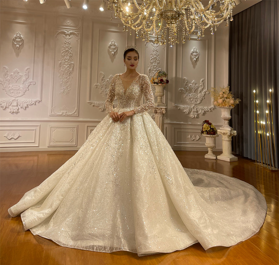 High Quality Lace long sleeves Bridal Wedding Ball Gown Dresses - Image 6