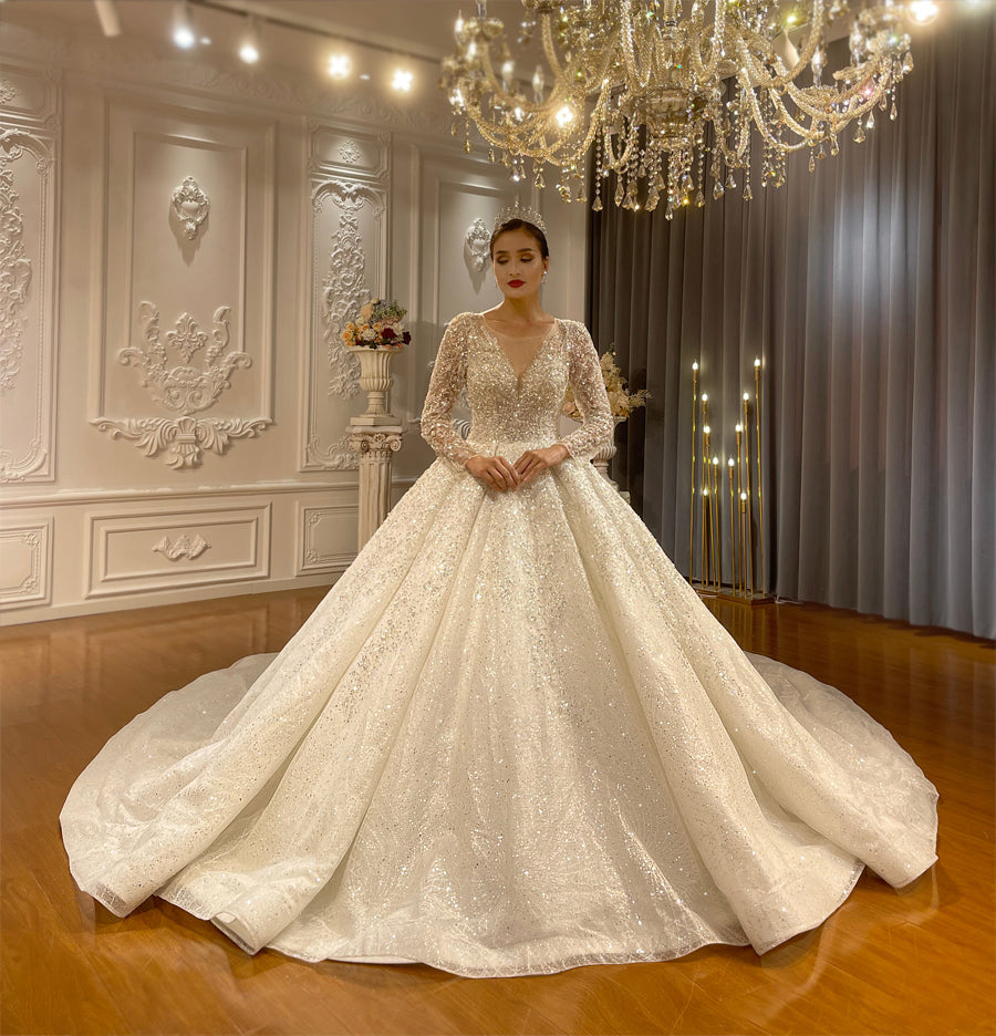 High Quality Lace long sleeves Bridal Wedding Ball Gown Dresses - Image 5
