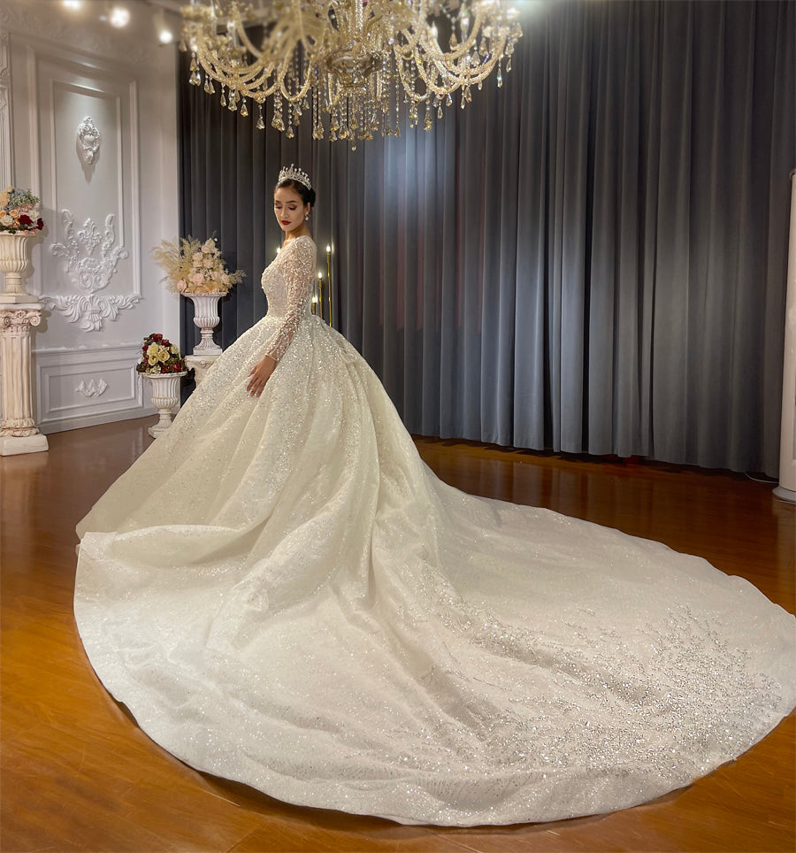 High Quality Lace long sleeves Bridal Wedding Ball Gown Dresses - Image 4