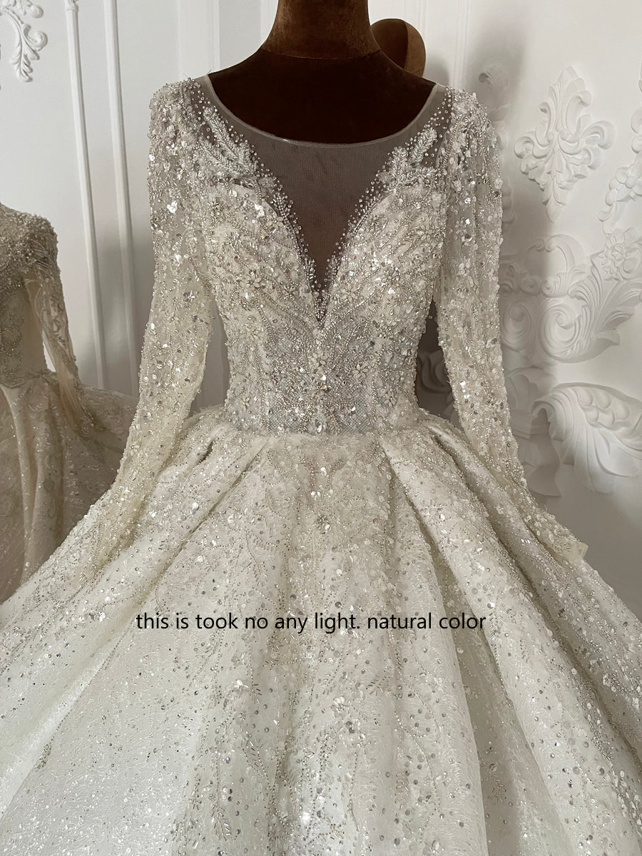 High Quality Lace long sleeves Bridal Wedding Ball Gown Dresses - Image 3