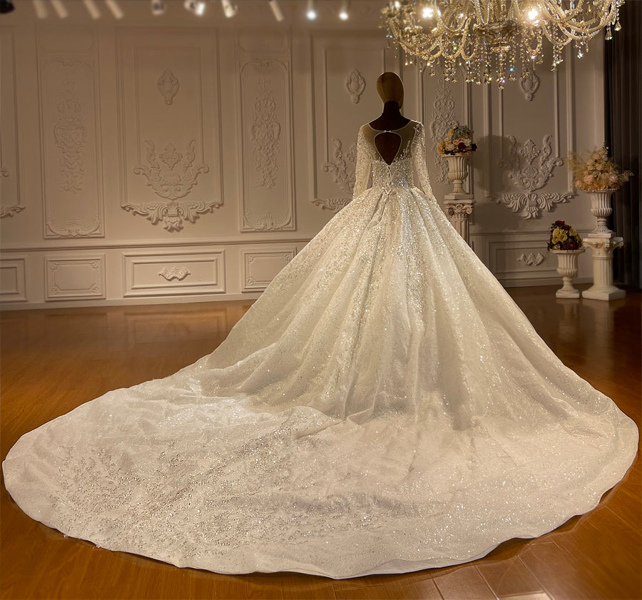High Quality Lace long sleeves Bridal Wedding Ball Gown Dresses - Image 2