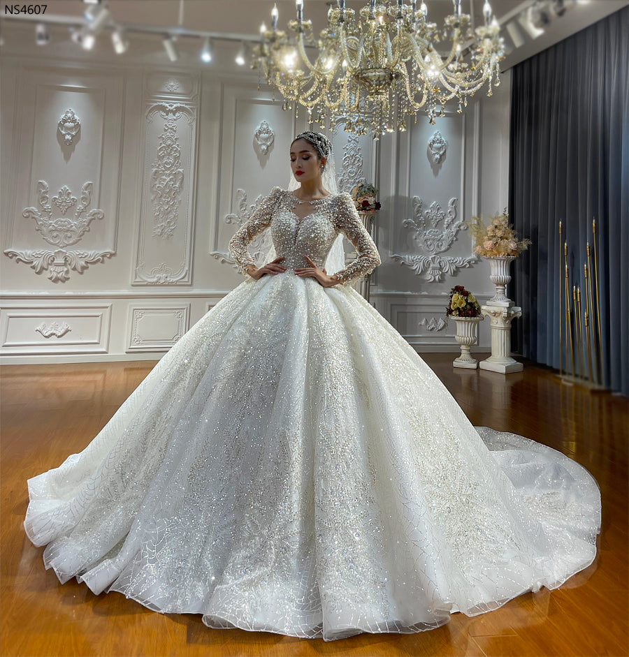 High Quality Lace long sleeves Bridal Wedding Ball Gown Dresses - Image 2