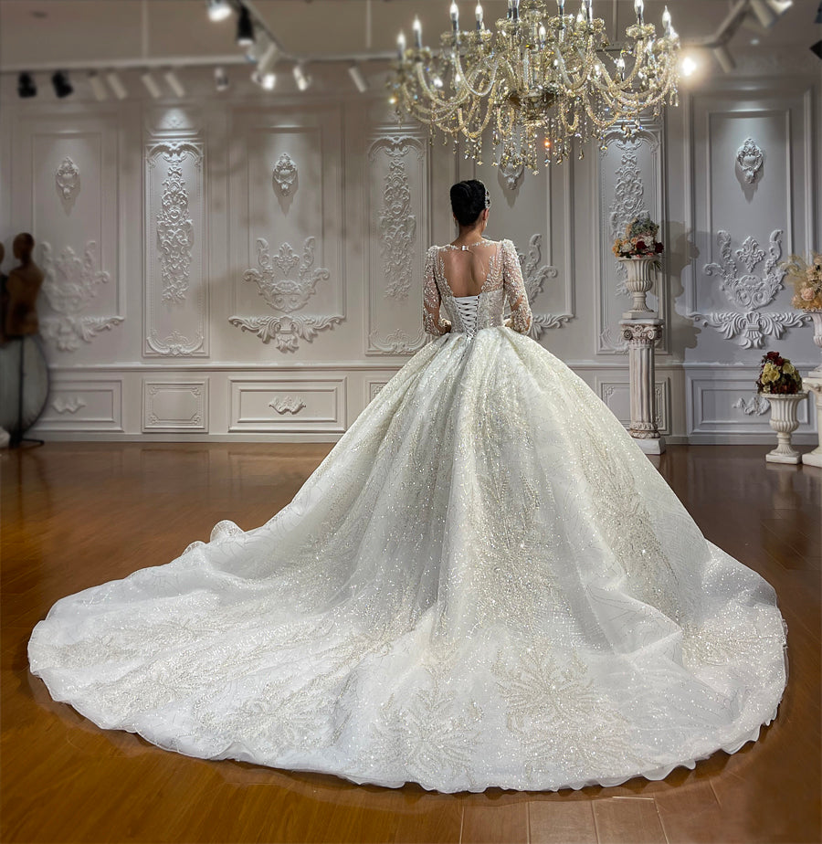 High Quality Lace long sleeves Bridal Wedding Ball Gown Dresses - Image 4