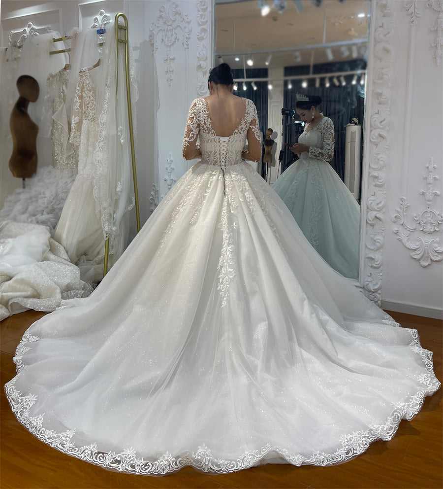 High Quality long sleeves Bridal Wedding Ball Gown Dresses - Image 2
