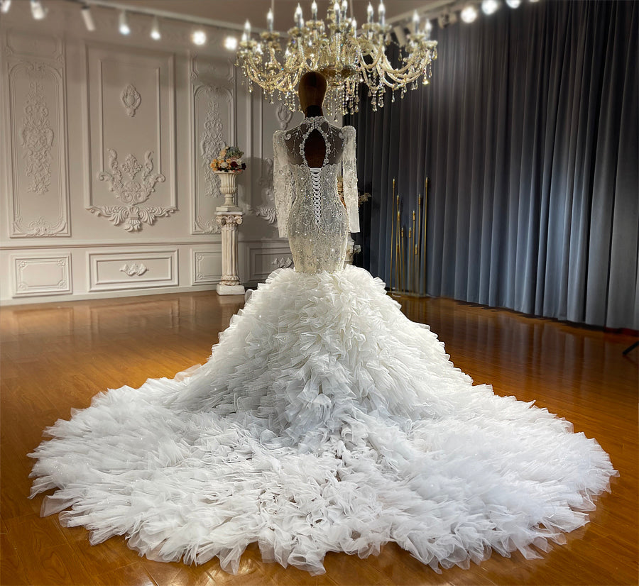 High Quality Lace long sleeves Bridal Mermaid Wedding Dresses - Image 2