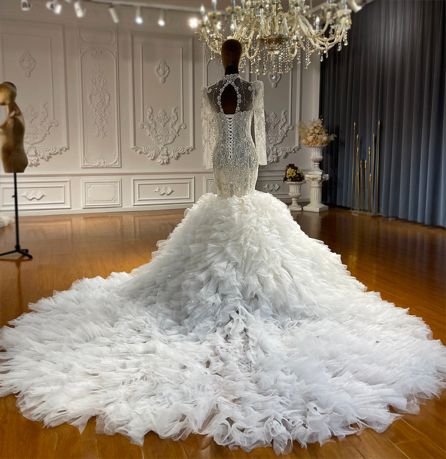 High Quality Lace long sleeves Bridal Mermaid Wedding Dresses - Image 3