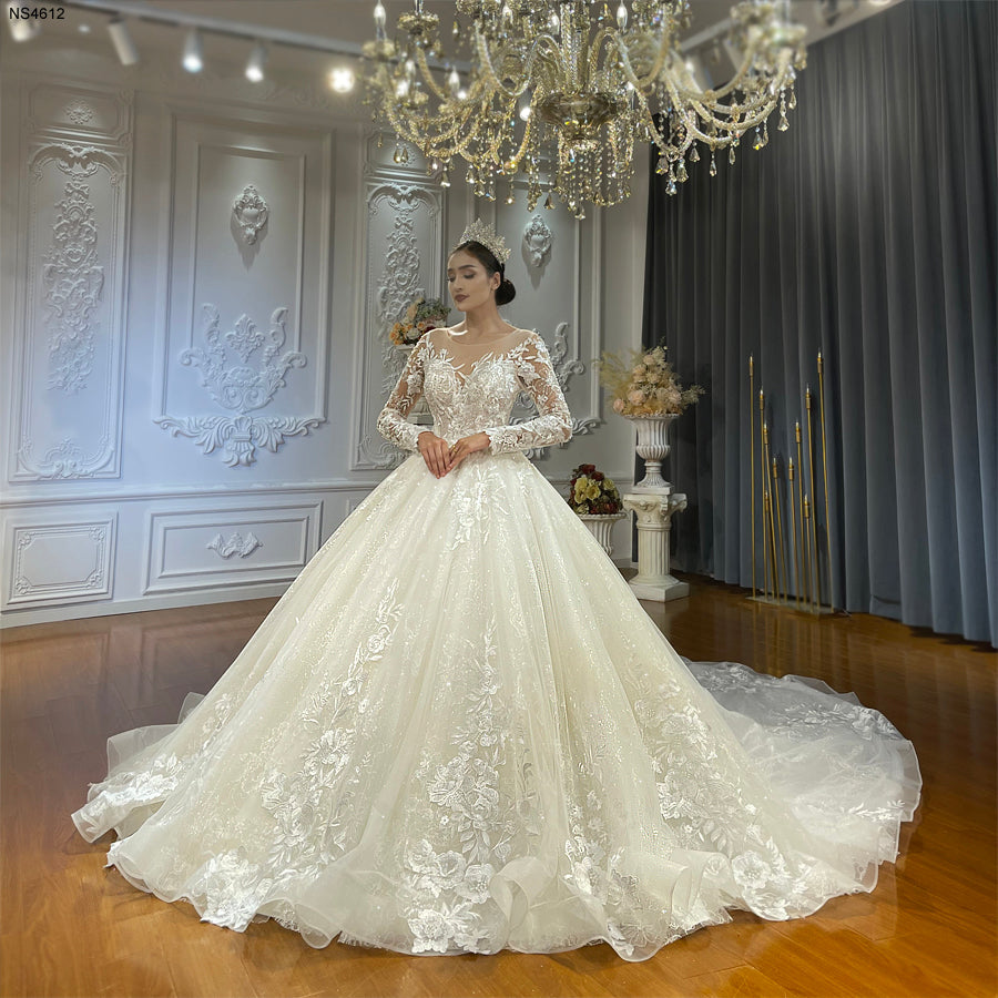 High Quality Lace long sleeves Bridal Wedding Dress - Image 4
