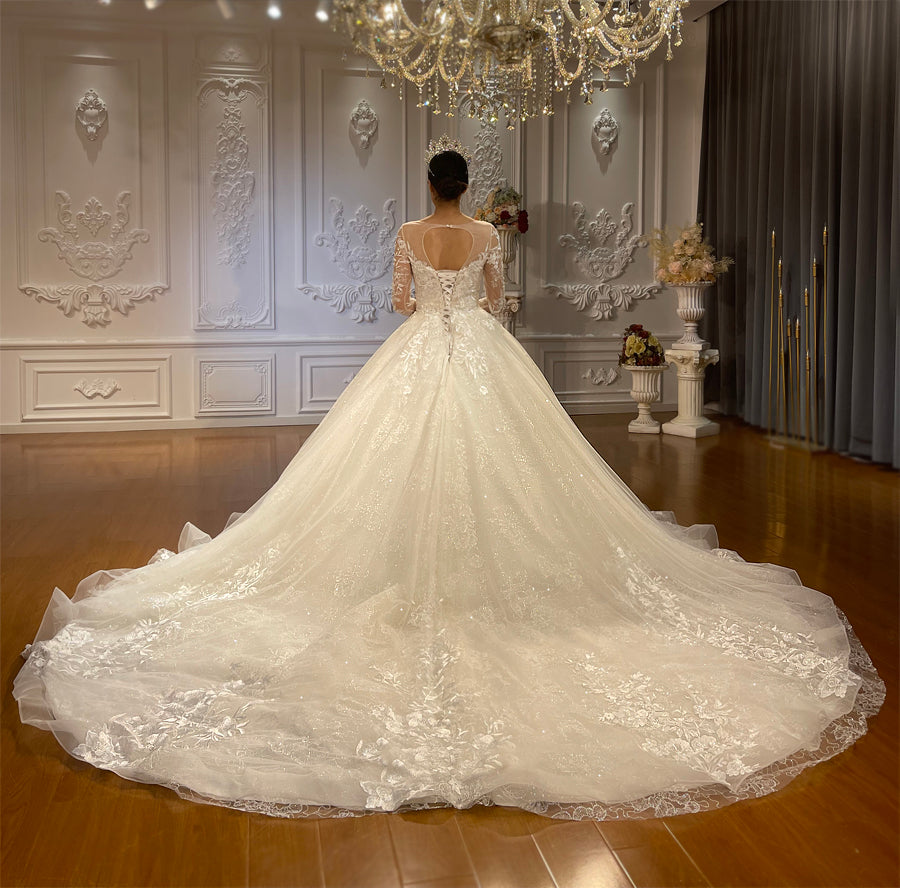 High Quality Lace long sleeves Bridal Wedding Dress - Image 2