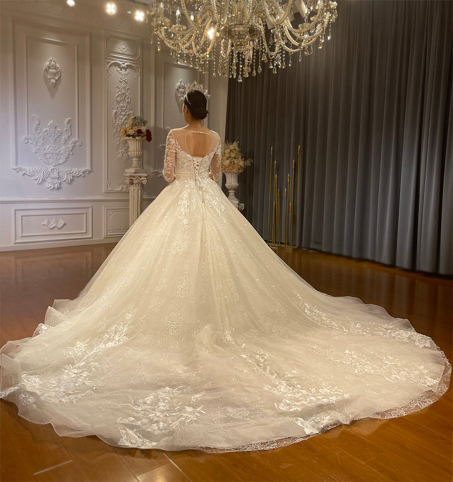 High Quality Lace long sleeves Bridal Wedding Dress - Image 3