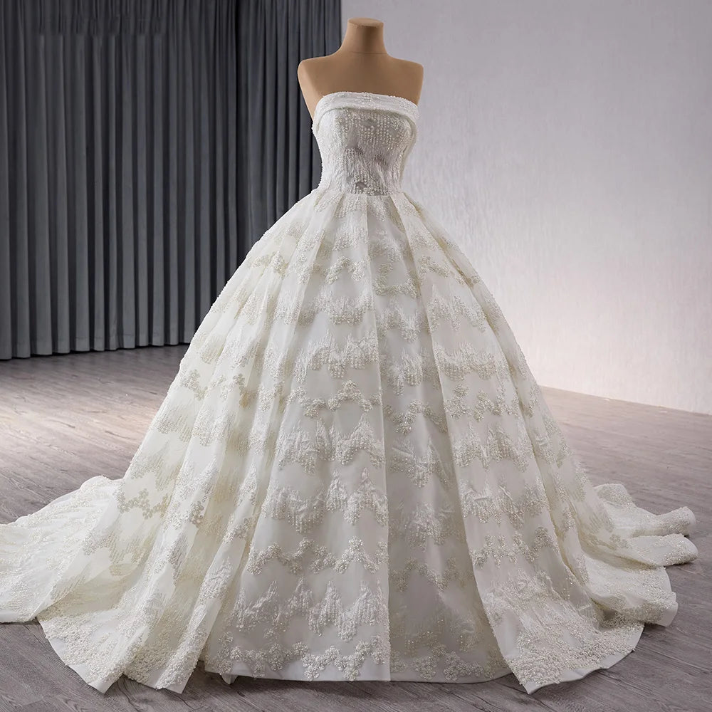 Elegant Boat Neck Empire Long Tail Women's Wedding Gowns