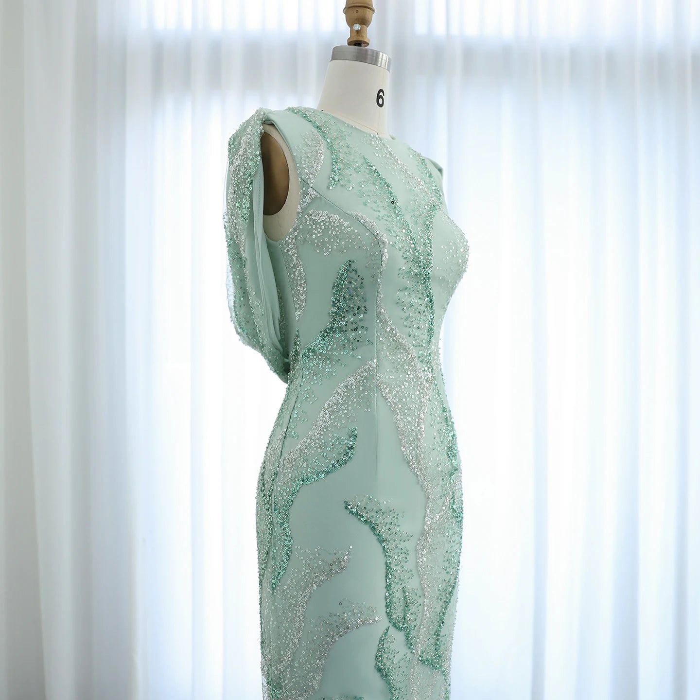 Feathers Sage Green Elegant Evening Dresses for Women Wedding - Image 5