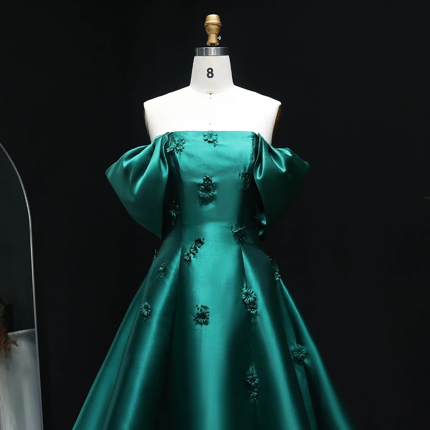 Off Shoulder Wine Red Evening Dress 3D Flowers Women Wedding Engagement Party Gowns - Image 13