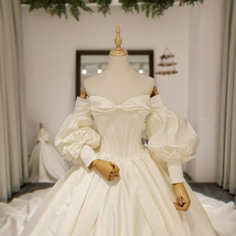 Ball Gown Sweetheart Bow Backless Off The Shoulder Wedding Dress - Image 4