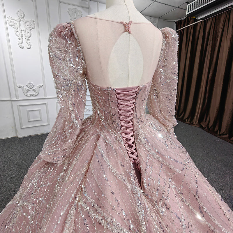 Sequins Ball Gown Long Sleeve Evening Dresses - Image 7