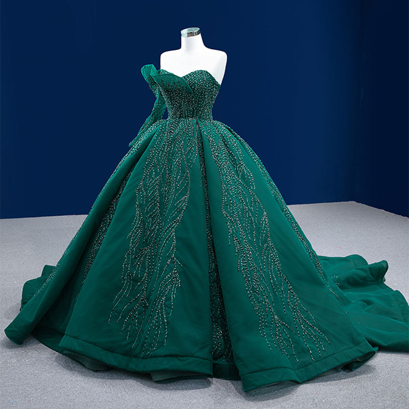 Green One Shoulder Prom Evening Dress - Image 3