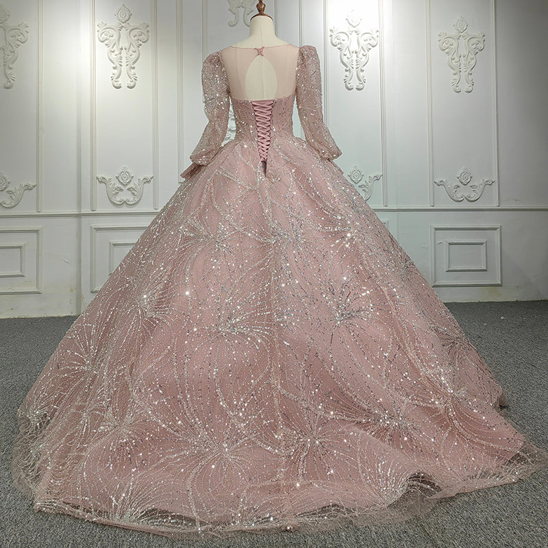 Sequins Ball Gown Long Sleeve Evening Dresses - Image 6