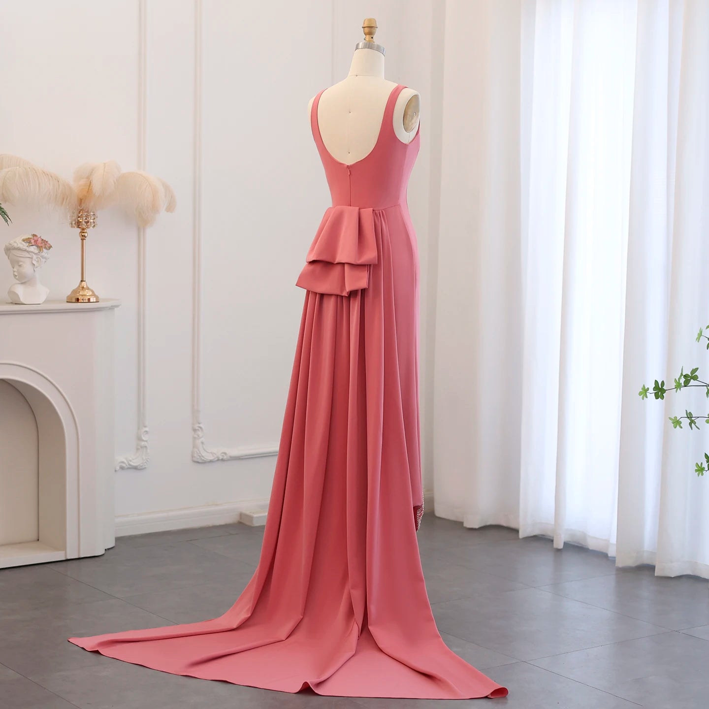 Pink Scalloped Evening Dresses Lilac Luxury Butterfly Beaded Women Wedding Party Gown - Image 5