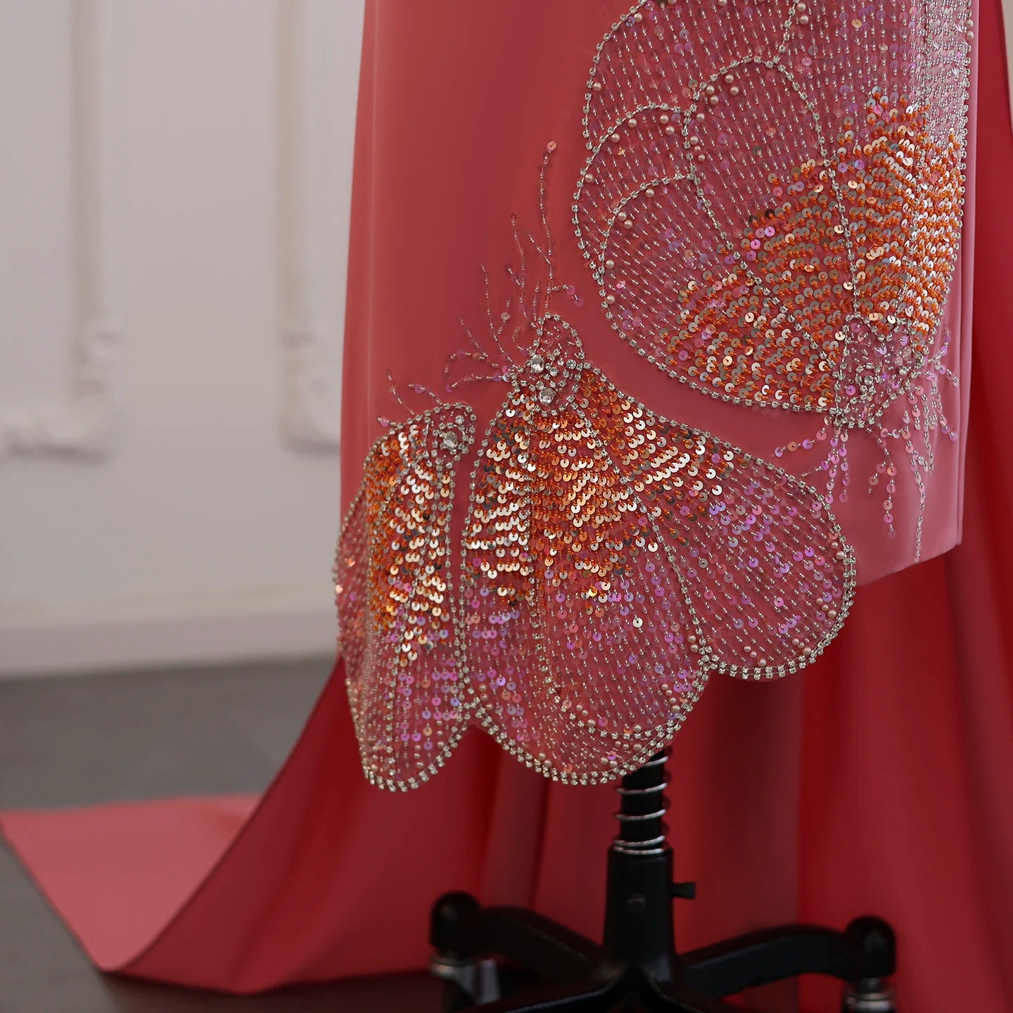 Pink Scalloped Evening Dresses Lilac Luxury Butterfly Beaded Women Wedding Party Gown - Image 3