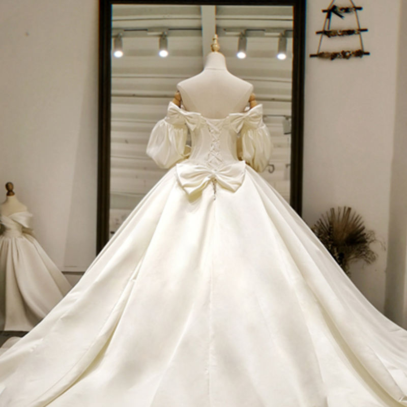 Ball Gown Sweetheart Bow Backless Off The Shoulder Wedding Dress - Image 6