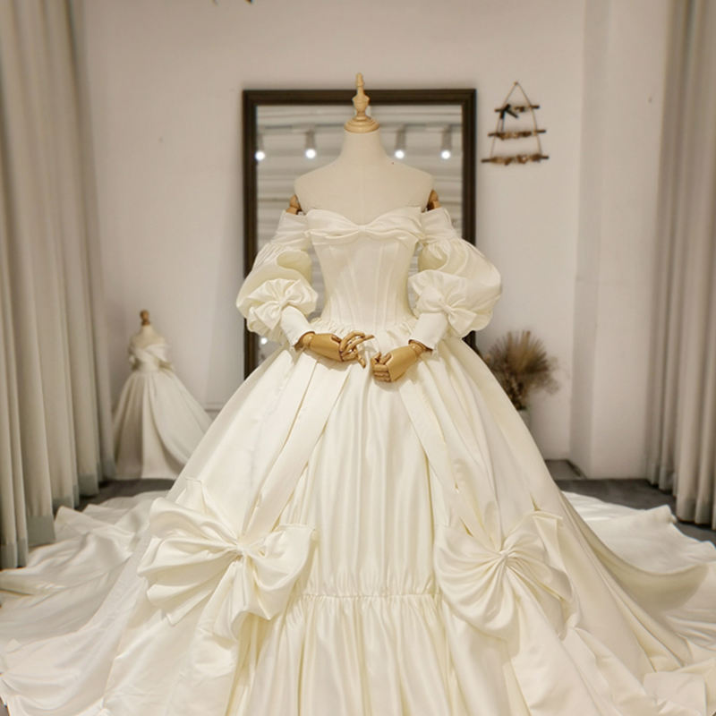 Ball Gown Sweetheart Bow Backless Off The Shoulder Wedding Dress - Image 3