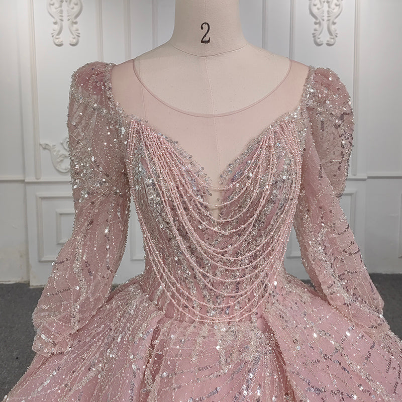 Sequins Ball Gown Long Sleeve Evening Dresses - Image 4