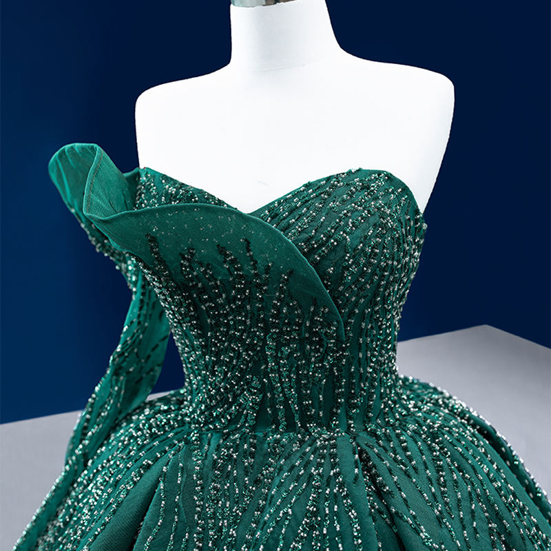Green One Shoulder Prom Evening Dress - Image 2