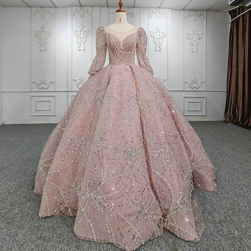 Sequins Ball Gown Long Sleeve Evening Dresses - Image 2