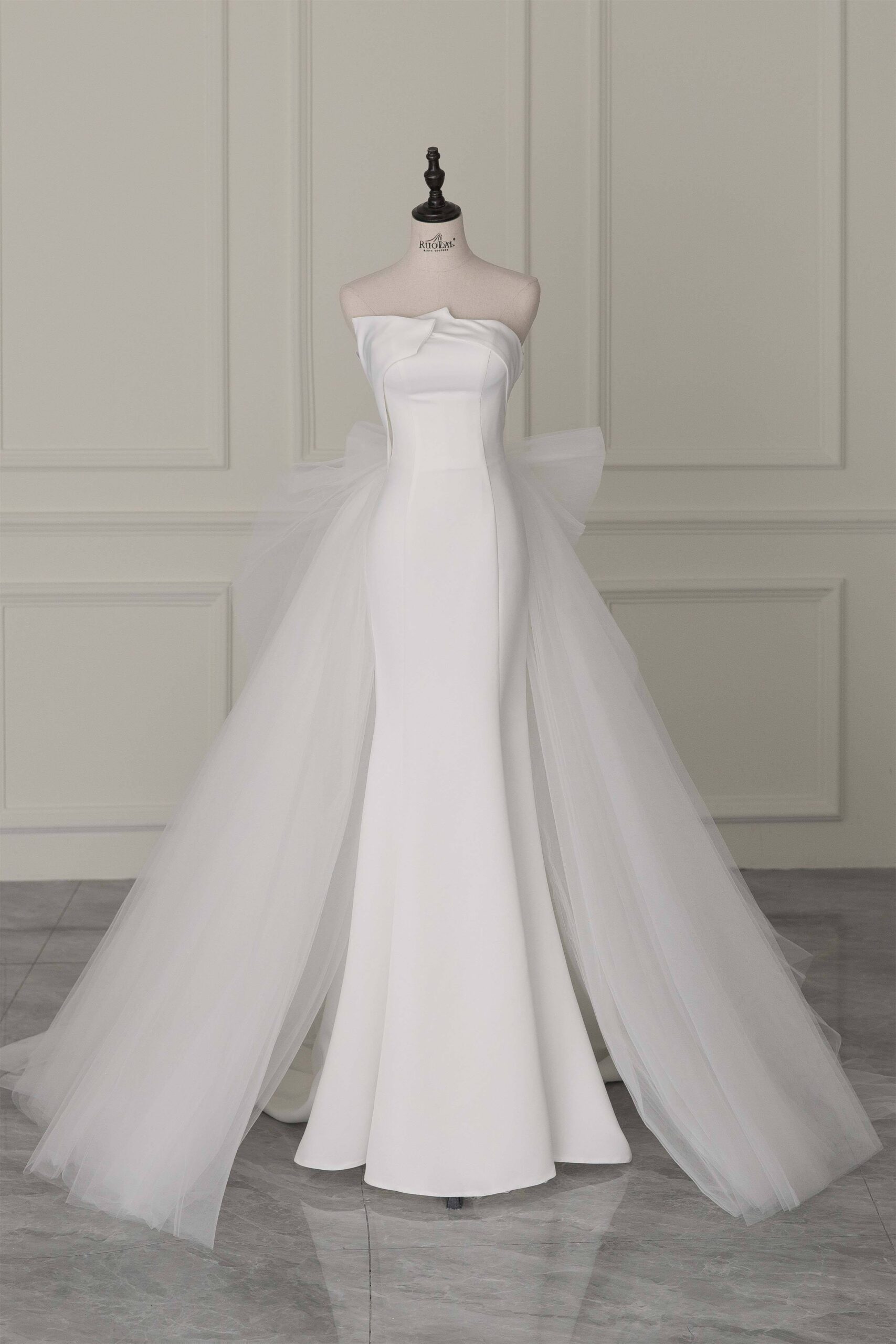 Modern Strapless Mermaid Satin Bow As Floor Wedding Dresses - Image 7