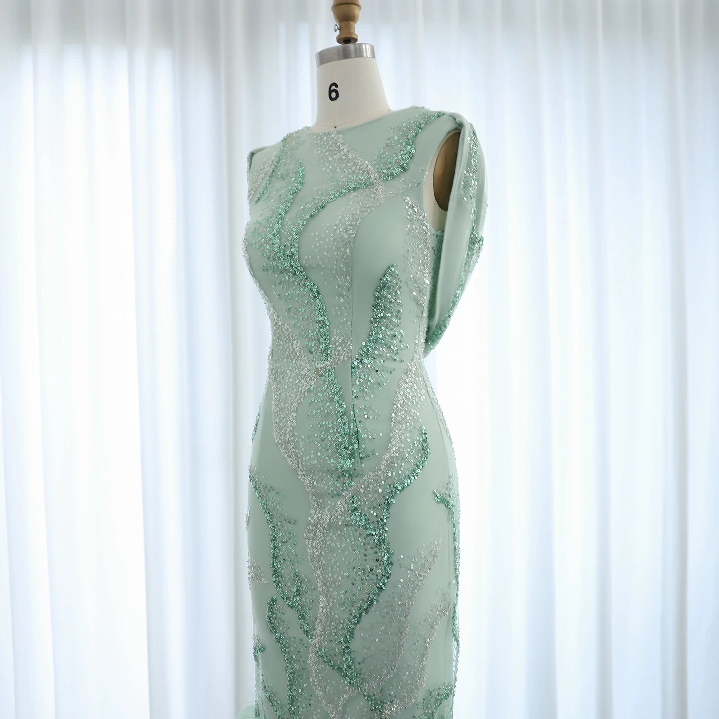 Feathers Sage Green Elegant Evening Dresses for Women Wedding - Image 6