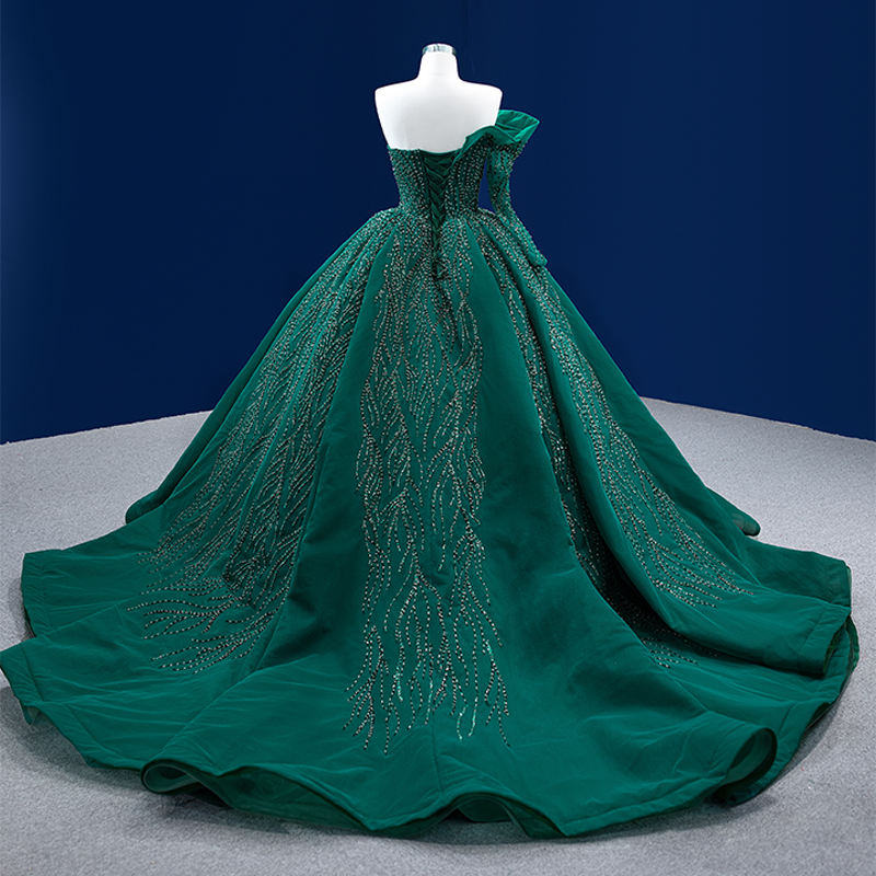 Green One Shoulder Prom Evening Dress - Image 5