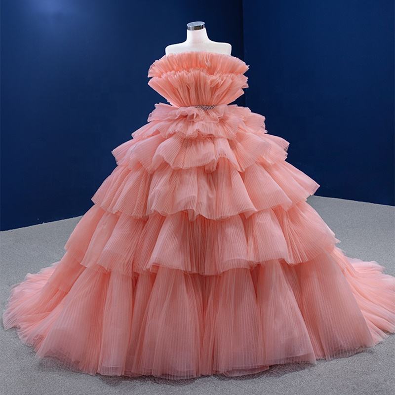 Pink Beautiful  Sleeveless Ball Gown For Evening Dresses