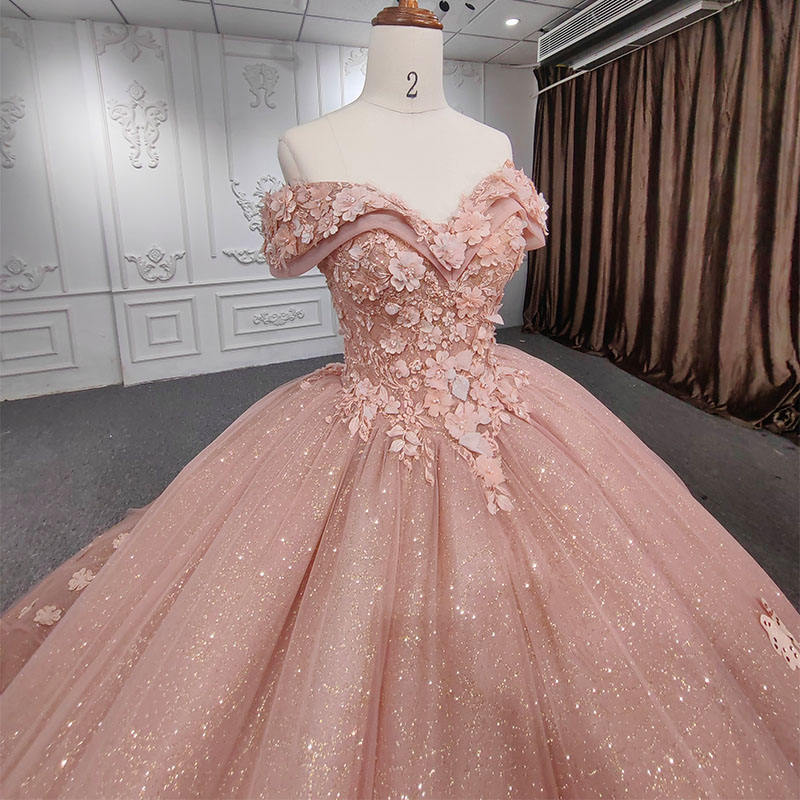 New O-neck Lace Maxi Length pink Chiffon Evening Gown Dress