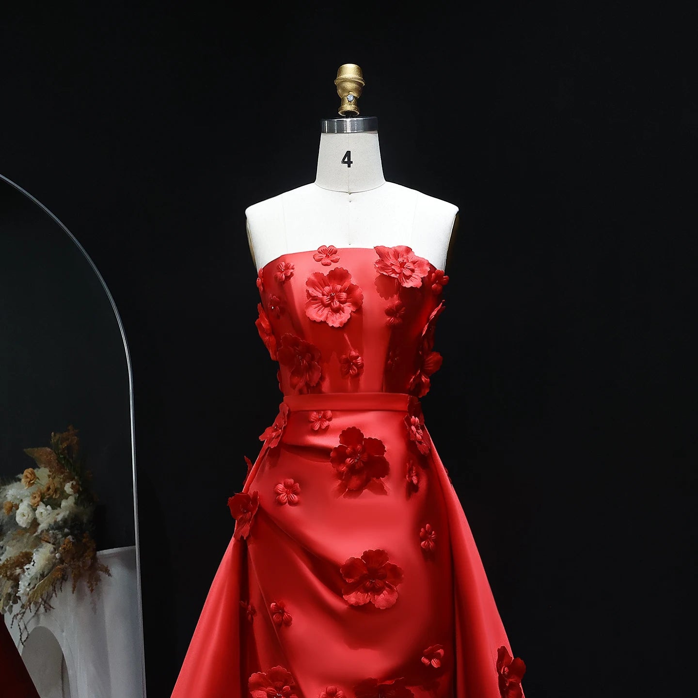 3D Flowers Mermaid Evening Dress with Detachable Overskirt Women Wedding Party Gowns Customized - Image 6