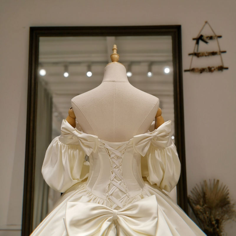 Ball Gown Sweetheart Bow Backless Off The Shoulder Wedding Dress - Image 5