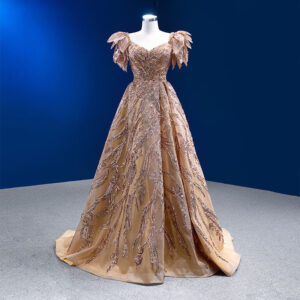 Top Quality V Neck Sexy Sequined Ball Gowns Elegant Evening Party Dress