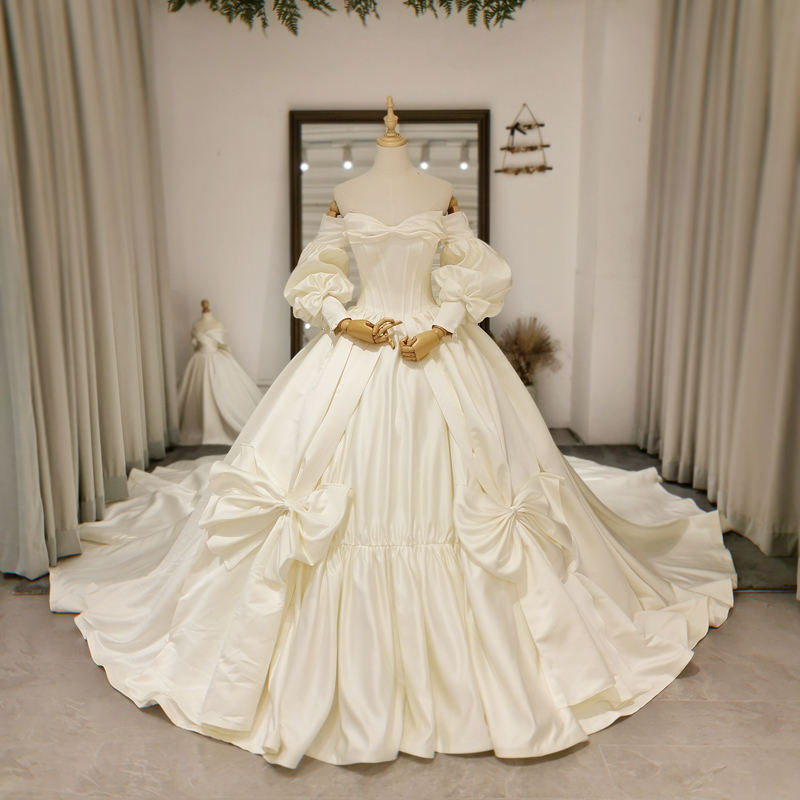 Ball Gown Sweetheart Bow Backless Off The Shoulder Wedding Dress