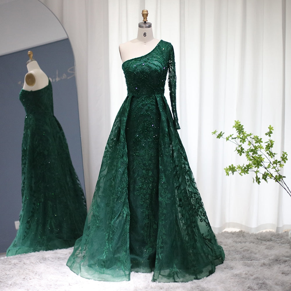 Elegant  One Shoulder Mermaid Evening Dress Overskirt Women Formal Party Gowns for Wedding