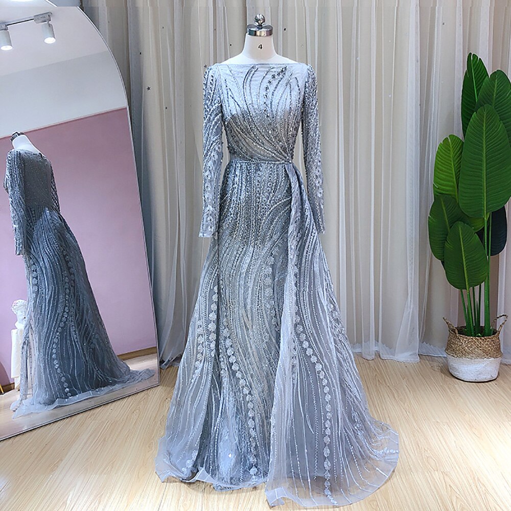 Elegant Evening Dresses Long Sleeve Luxury Overskirt Formal Dress for Women Wedding - Image 2
