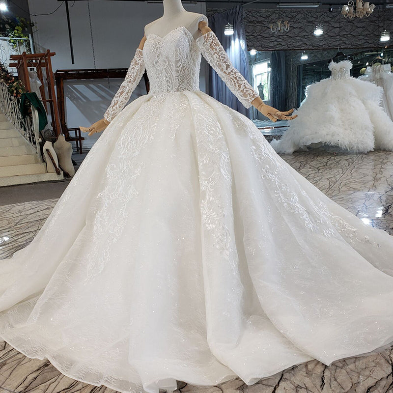 Wedding Dress Tulle Luxury Bud White Embroidered Ladies Wedding Dress - Image 4