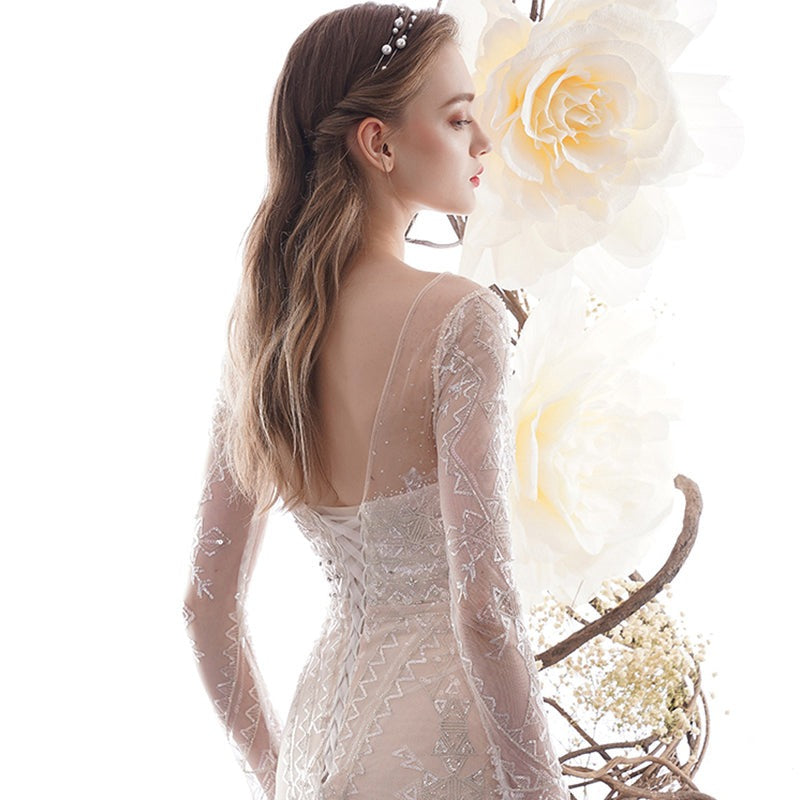 Mermaid Boho Crystal Bead Sequin Lace Fabric For Wedding Dress - Image 7