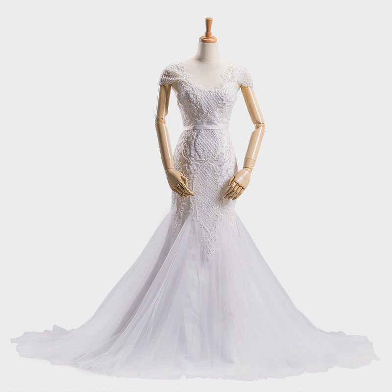 Mermaid Lace Applique Sleeveless Women Elegant Wedding Dress For Bride - Image 7