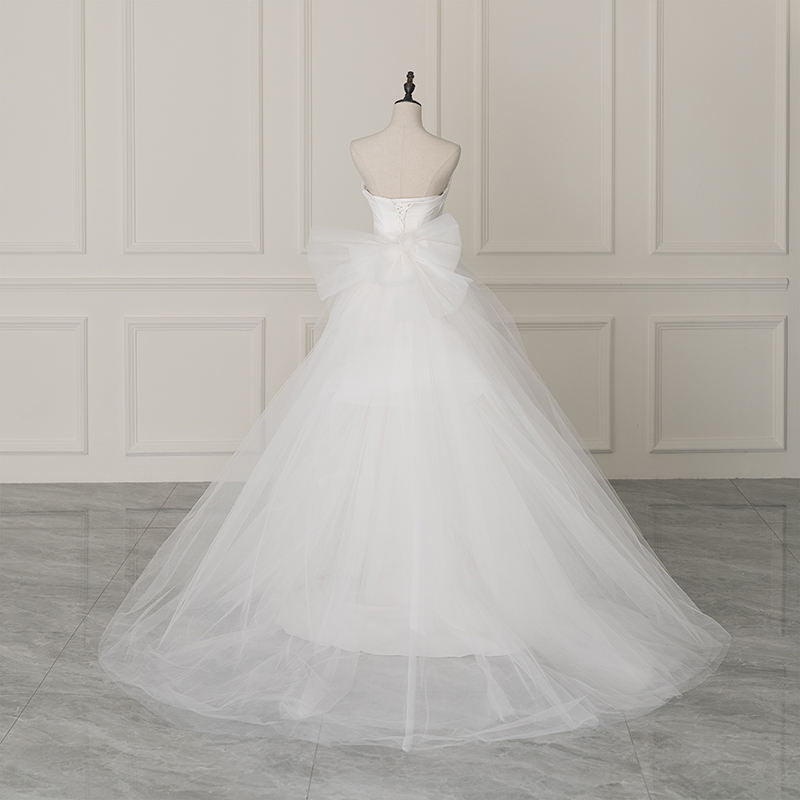 Modern Strapless Mermaid Satin Bow As Floor Wedding Dresses - Image 4