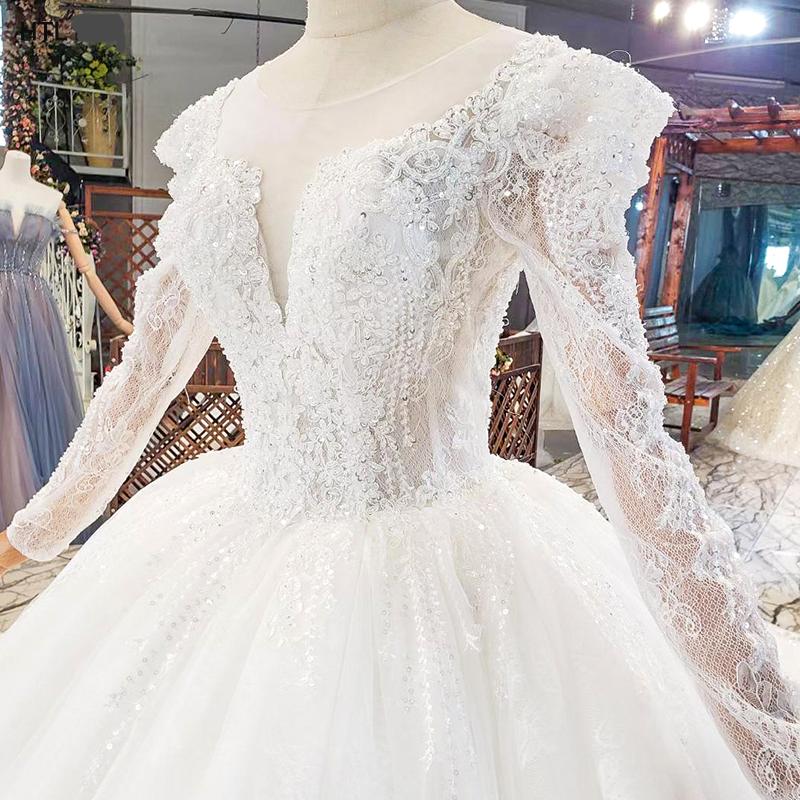 Marriage Dress Long Sleeve Lace Applique Women Wedding Dress - Image 7