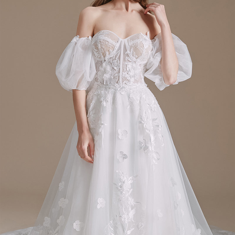 Wedding Dress Beach Lace Personality Embroidery White Tulle Dress - Image 4